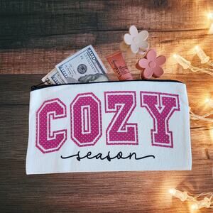 Cozy Makeup Bag Travel Carrying Case Toiletries Gift For Teen Varsity Sporty